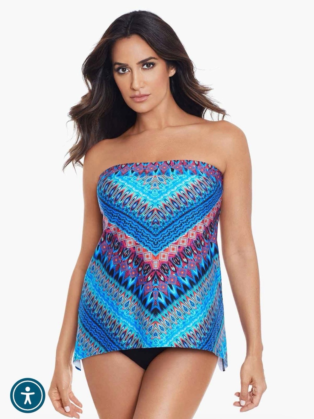 Vibrant Casablanca multi color Tankini Top, Strapless & slimming by Miracle Suit